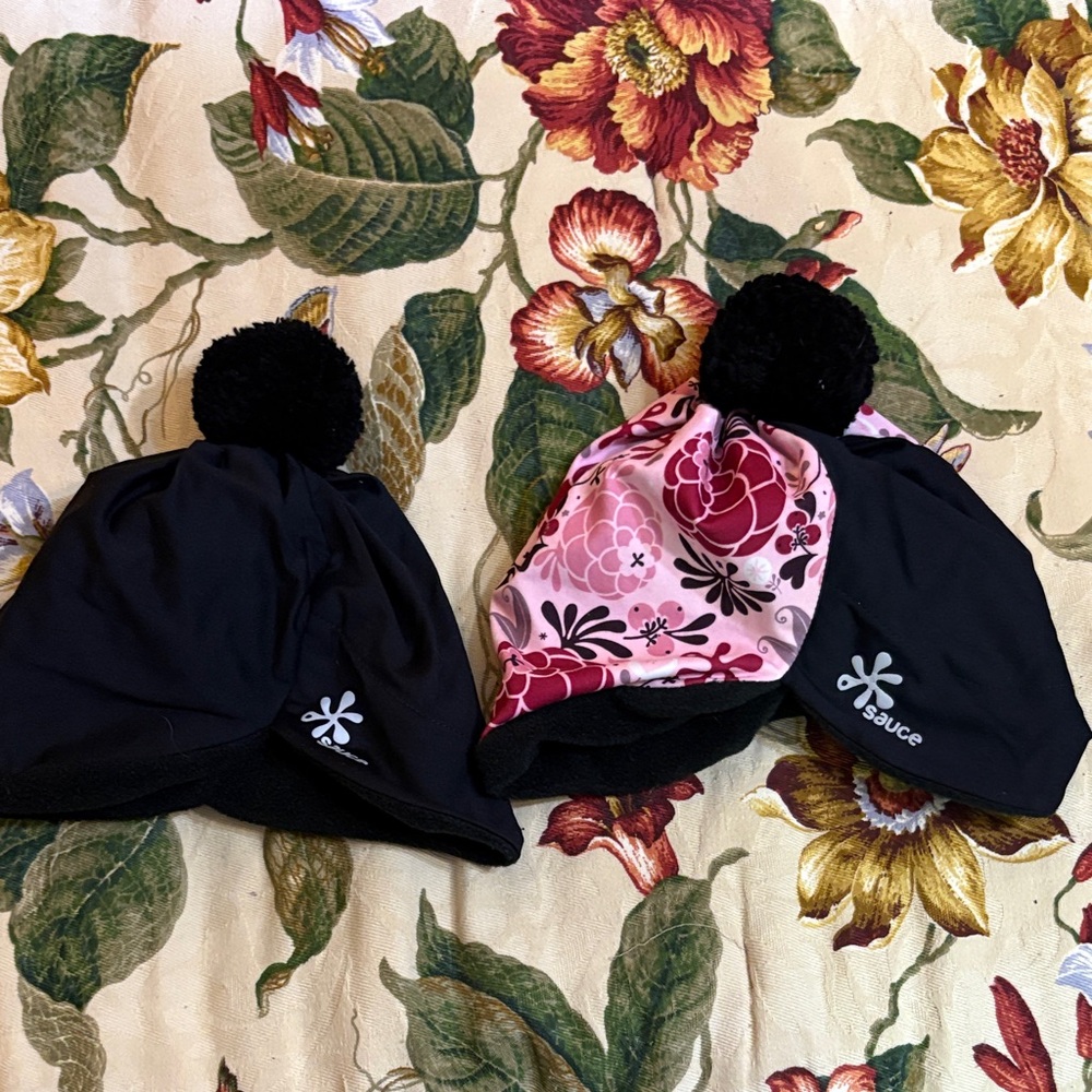 Sauce Kids' Black and Pink Floral Hats